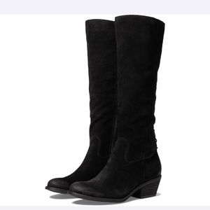 Black waterproof suede Sofft Sharnell heeled lace up tall boots size 10